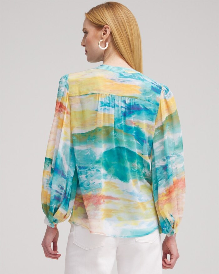 Women's Watercolor Print Blouse - Lemon Blossom