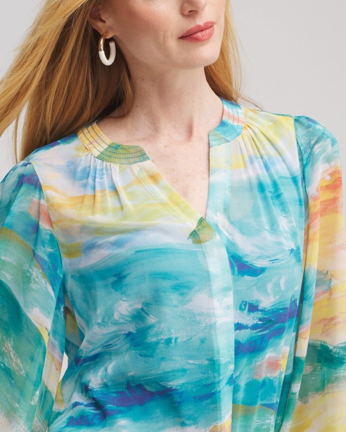 Women's Watercolor Print Blouse - Lemon Blossom