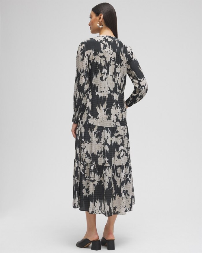 Women's Floral Tiered Midi Dress - Black