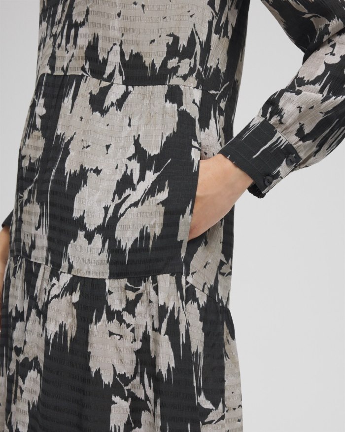 Women's Floral Tiered Midi Dress - Black