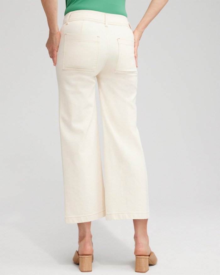 Women's Cropped Seeded Wide Leg Denim - Natural Seeded