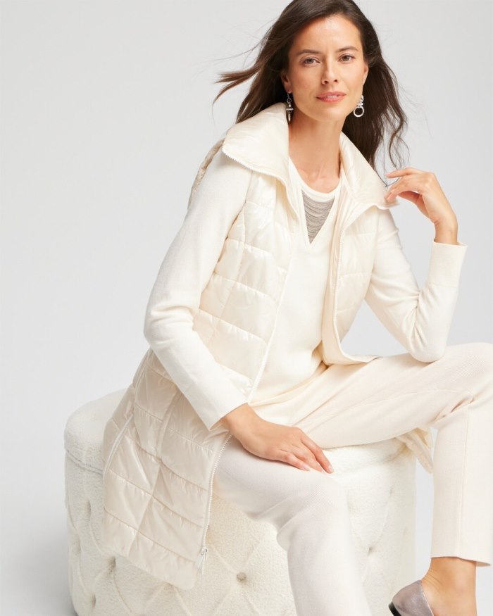 Women's Zenergy Long Quilted Vest - English Cream