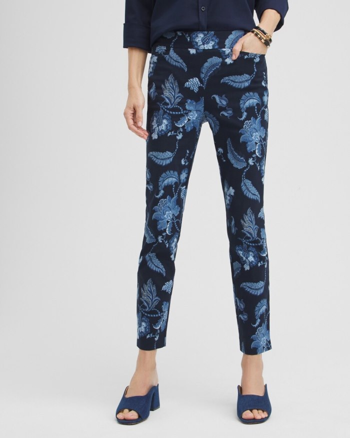 Women's Brigitte Floral Ankle Pants - Classic Navy