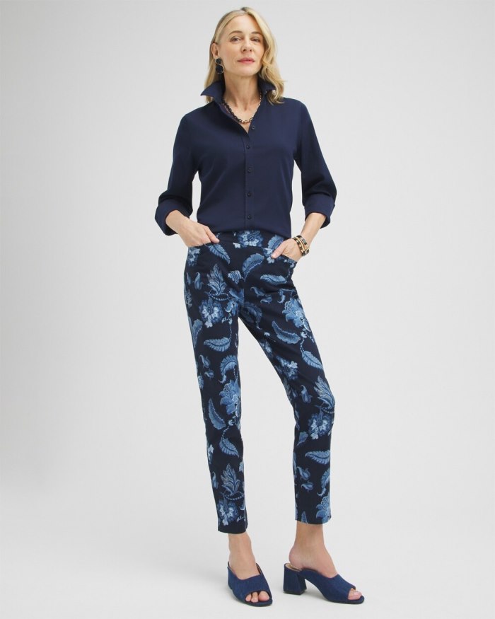 Women's Brigitte Floral Ankle Pants - Classic Navy