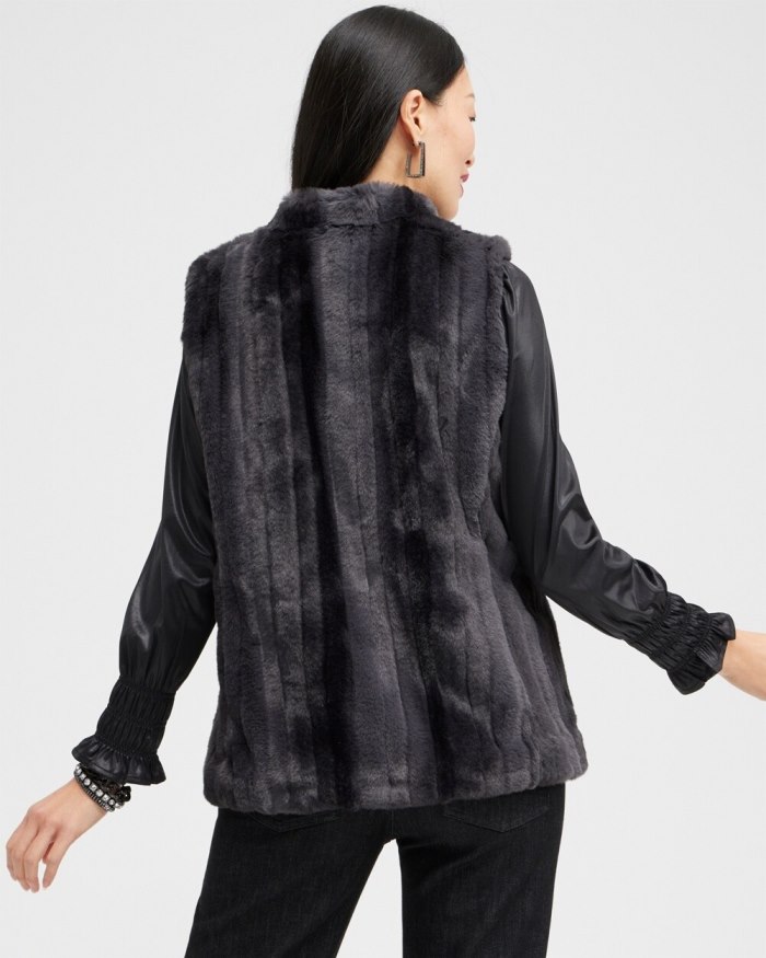 Women's Faux Fur Vest - Gray