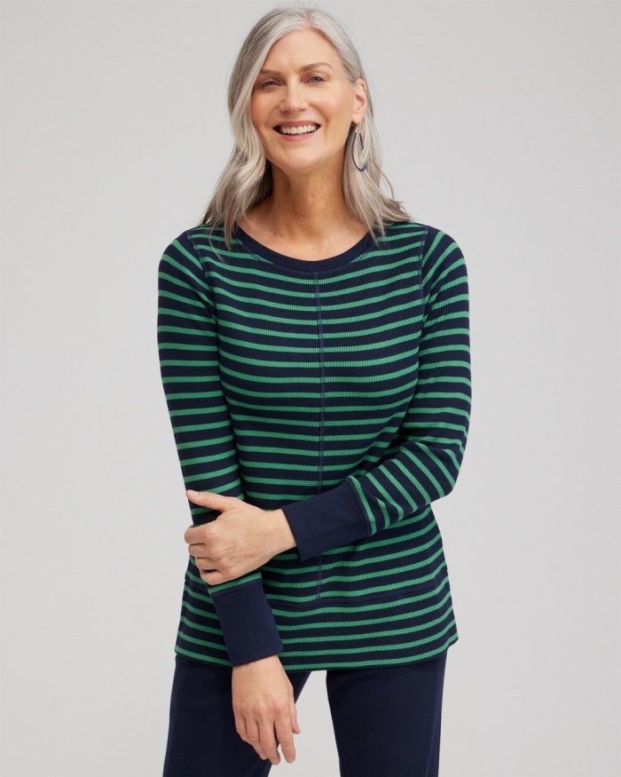 Women's Zenergy Waffle Knit Stripe Top - Twisted Ivy