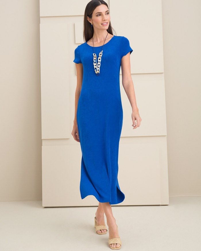 Women's Travelers Classic Short Sleeve Maxi Dress - Cosmic Cobalt - Click Image to Close