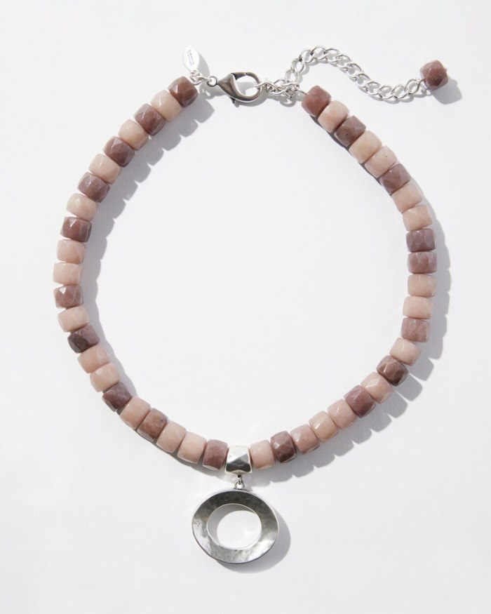 Women's Jade Beaded Single Strand Necklace - Pink