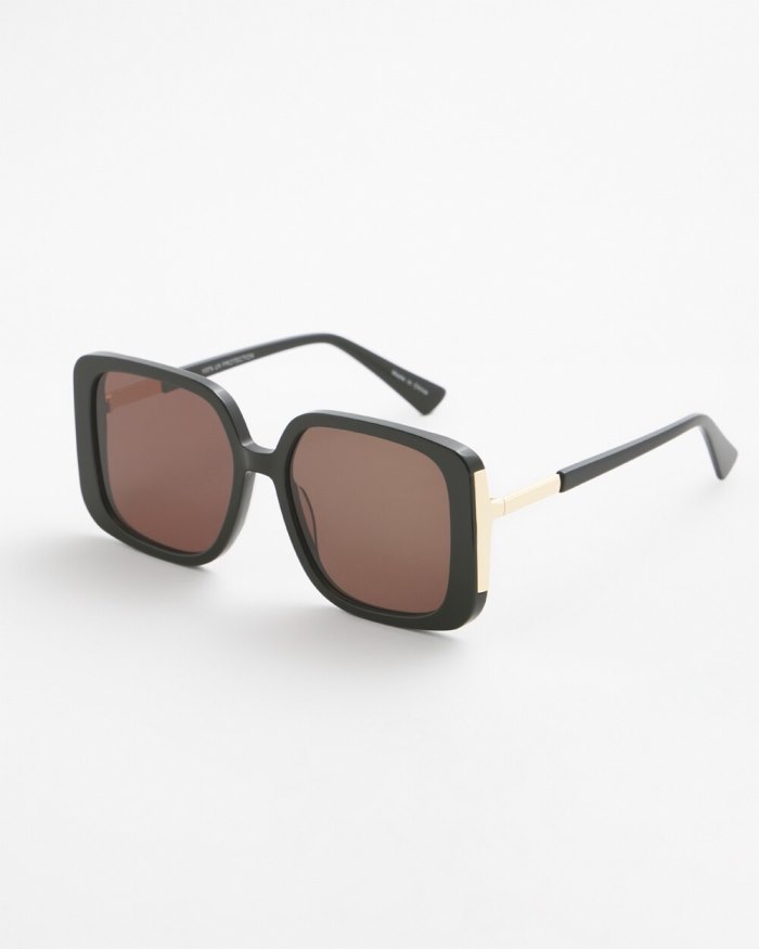 Women's Black Square Sunglasses - Black