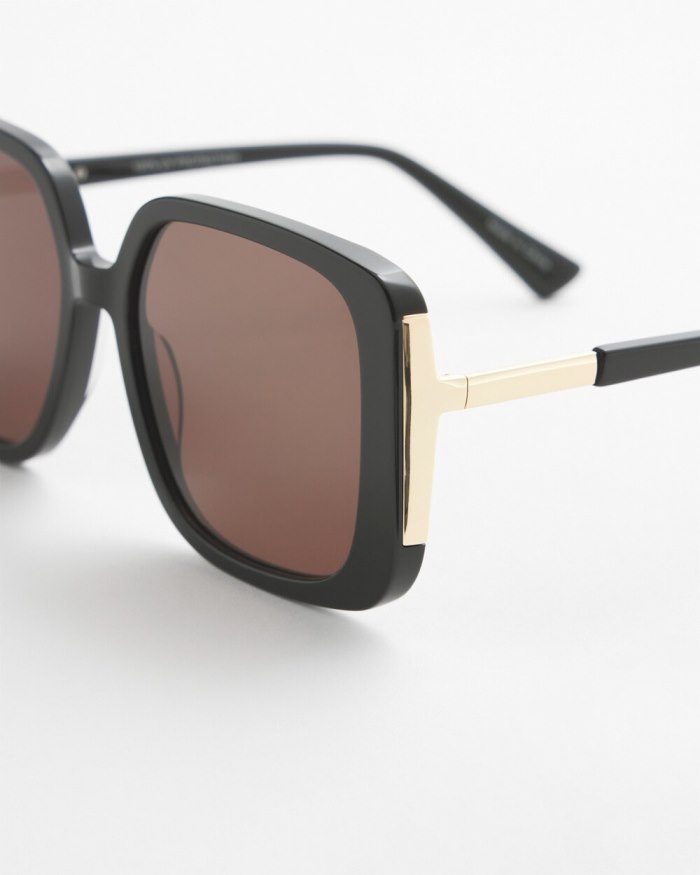 Women's Black Square Sunglasses - Black