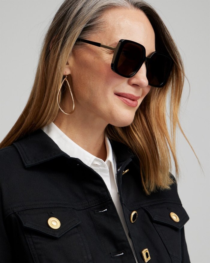 Women's Black Square Sunglasses - Black