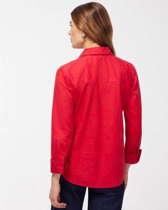 Women's No Iron Stretch Jacquard Print Shirt - Wild Poppy