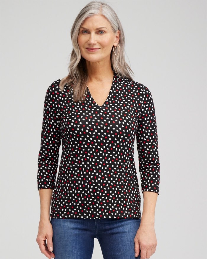 Women's Touch of Cool Heart Print Tee - Black