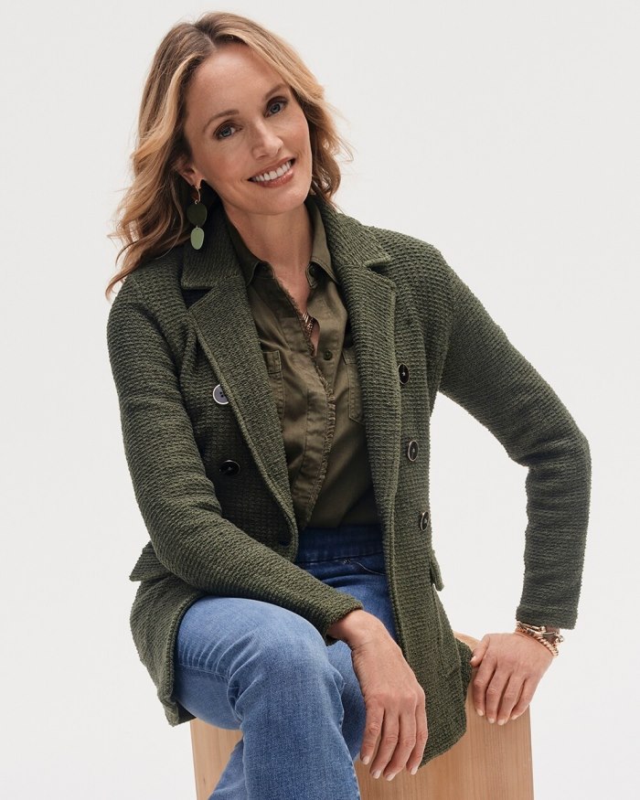 Women's Utility Blazer Cardigan - Olive