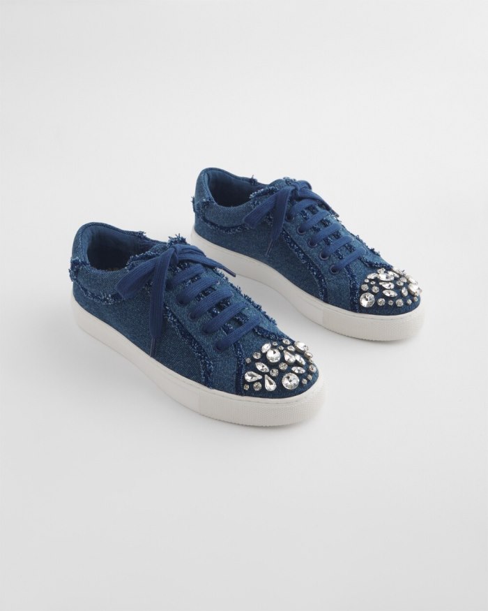 Women's Embellished Denim Sneakers - Dark Denim