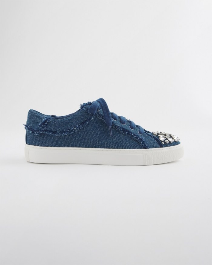 Women's Embellished Denim Sneakers - Dark Denim