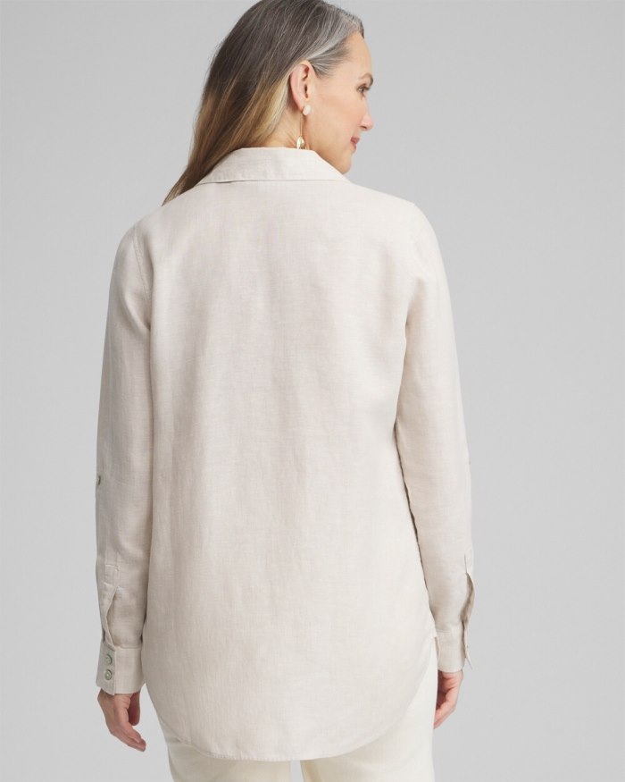 Women's No Iron Linen Tunic - Oatmeal