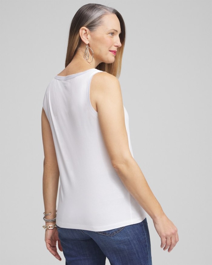 Women's Touch of Cool Satin Trim Tank - Alabaster