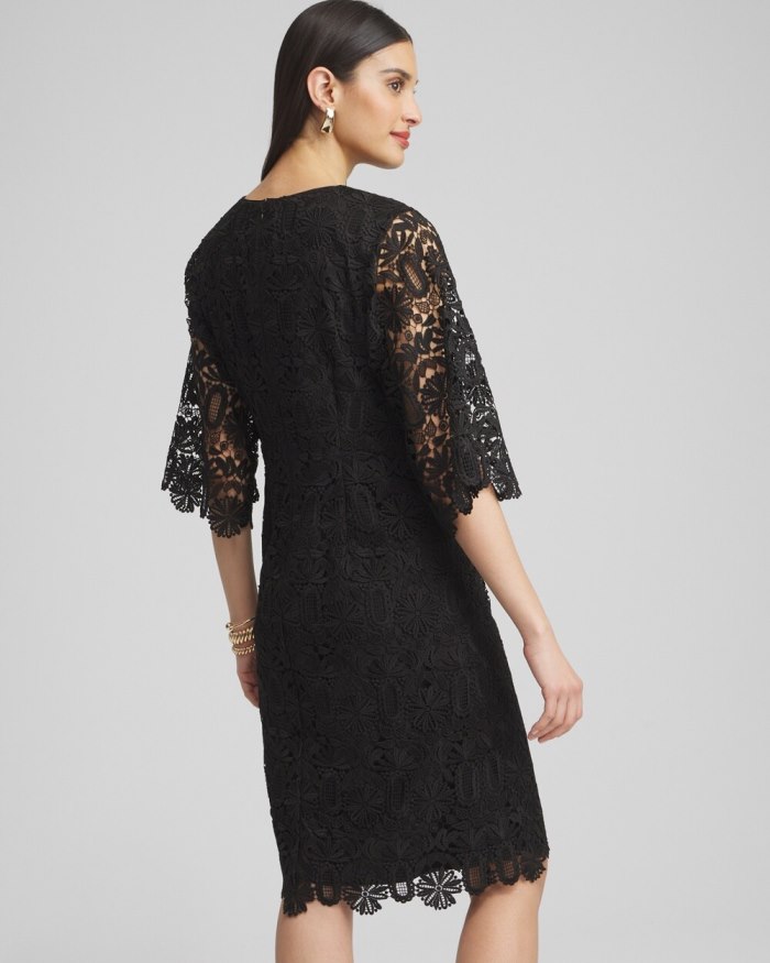 Women's Lace Shift Dress - Black