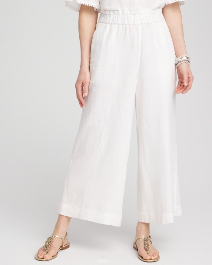 Women's Linen Culottes - Alabaster - Click Image to Close