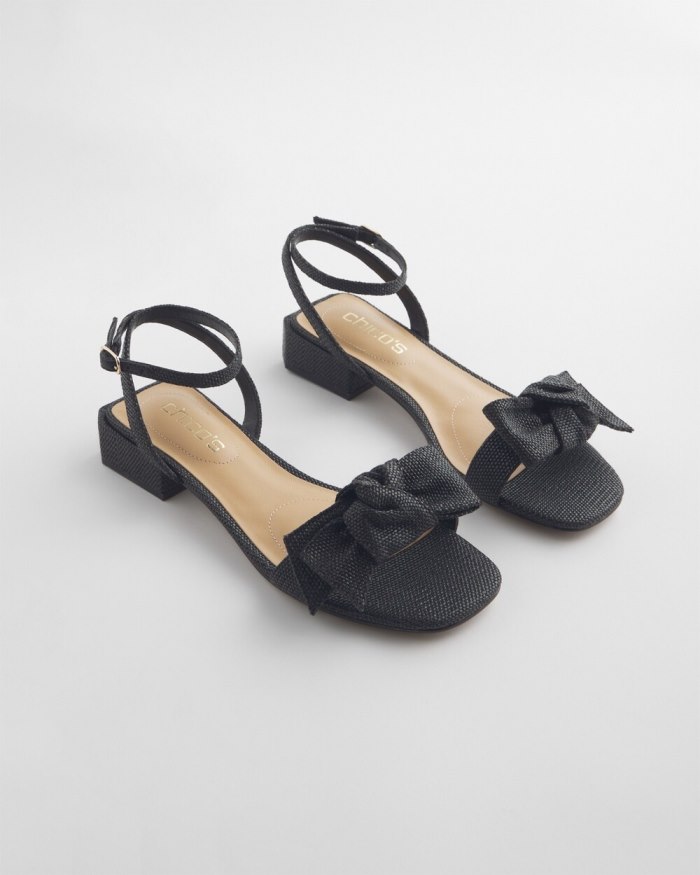 Women's Raffia Sandals - Black