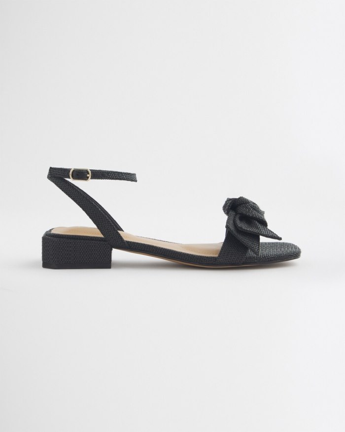 Women's Raffia Sandals - Black