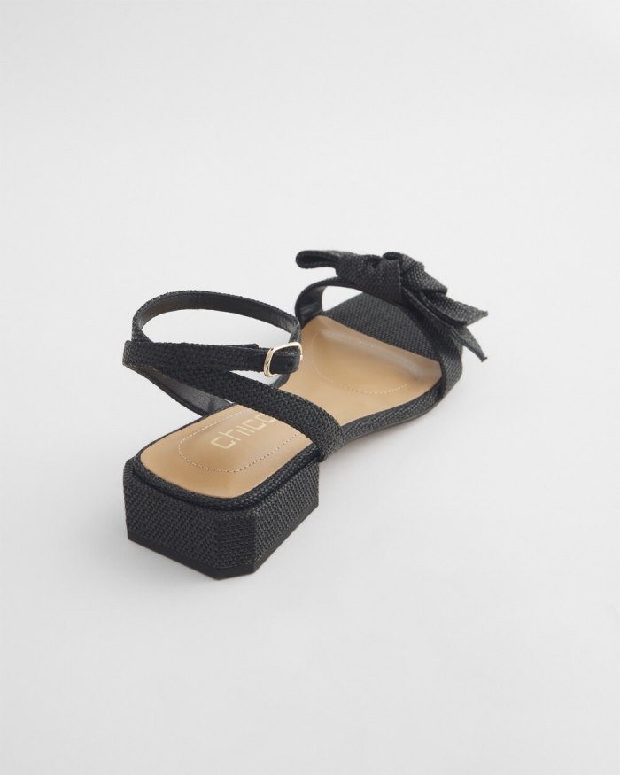 Women's Raffia Sandals - Black