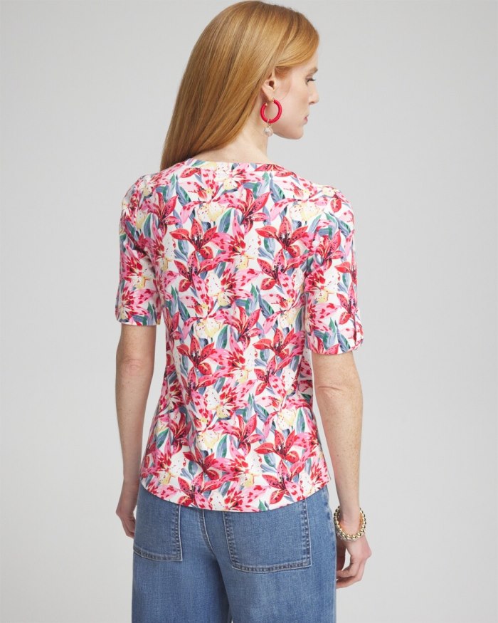 Women's Floral Everyday V-neck Tee - Watermelon Punch