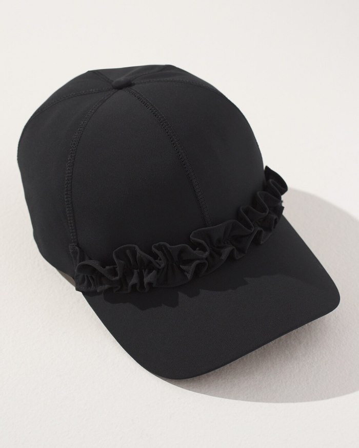 Women's Neema UPF Ruffle Baseball Cap - Black