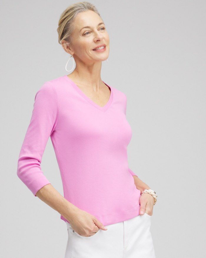 Women's Everyday 3/4 Sleeve Tee - Pink Dawn - Click Image to Close