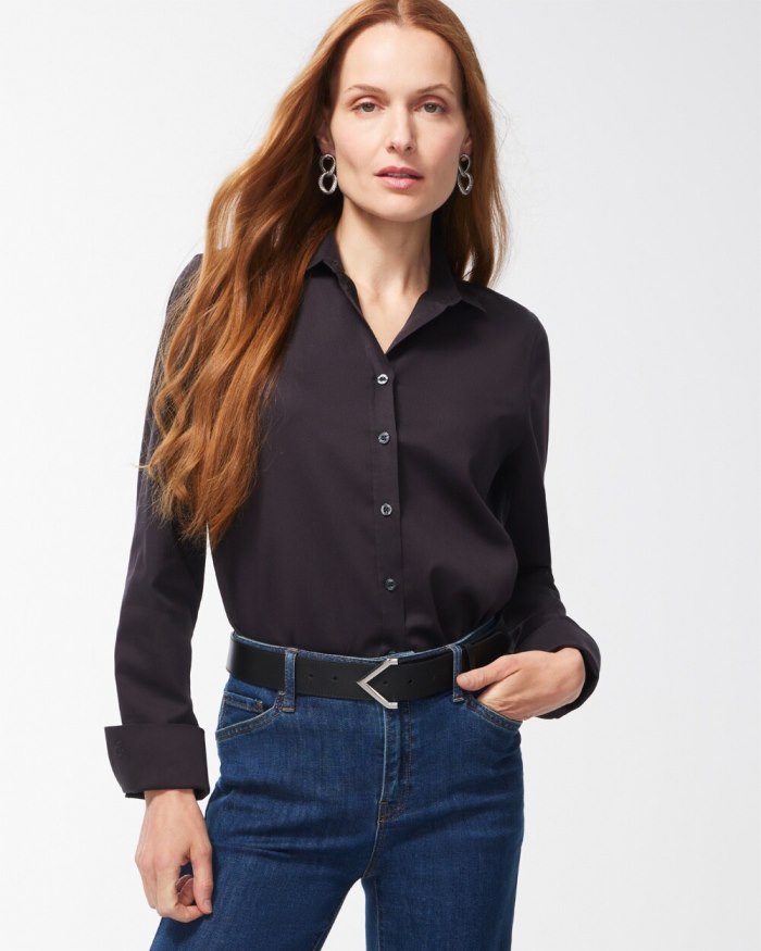 Women's No-Iron Stretch Shirt - Black