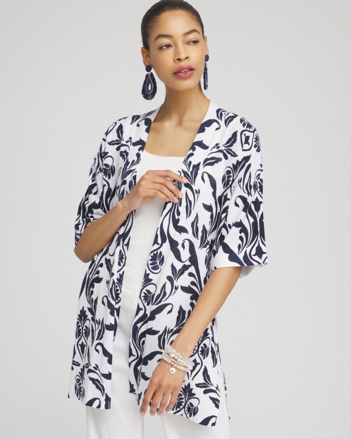 Women's Summer Romance Swirl Midi Cardigan - Alabaster