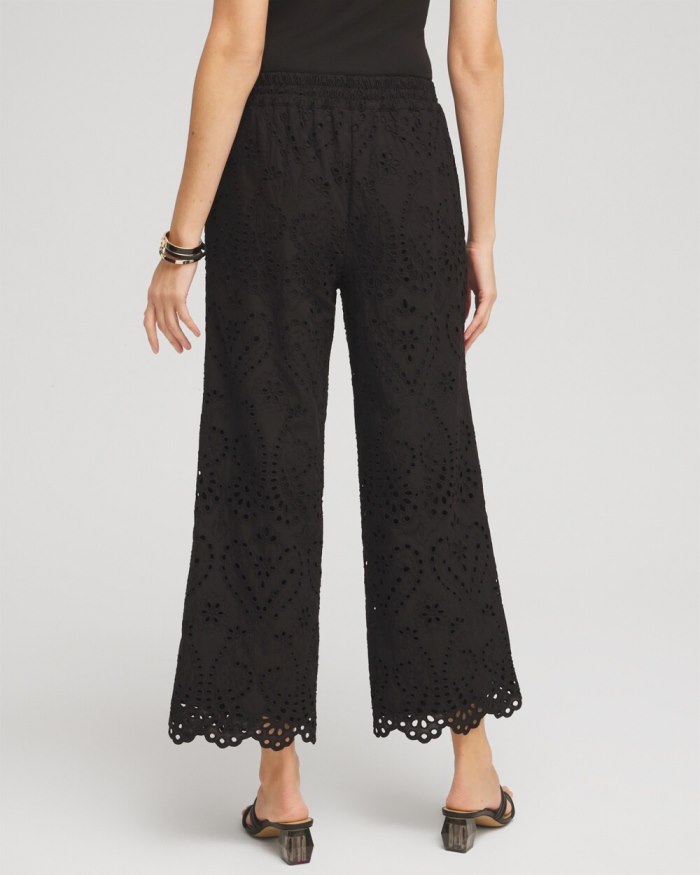 Women's Eyelet Lace Cropped Pants - Alabaster