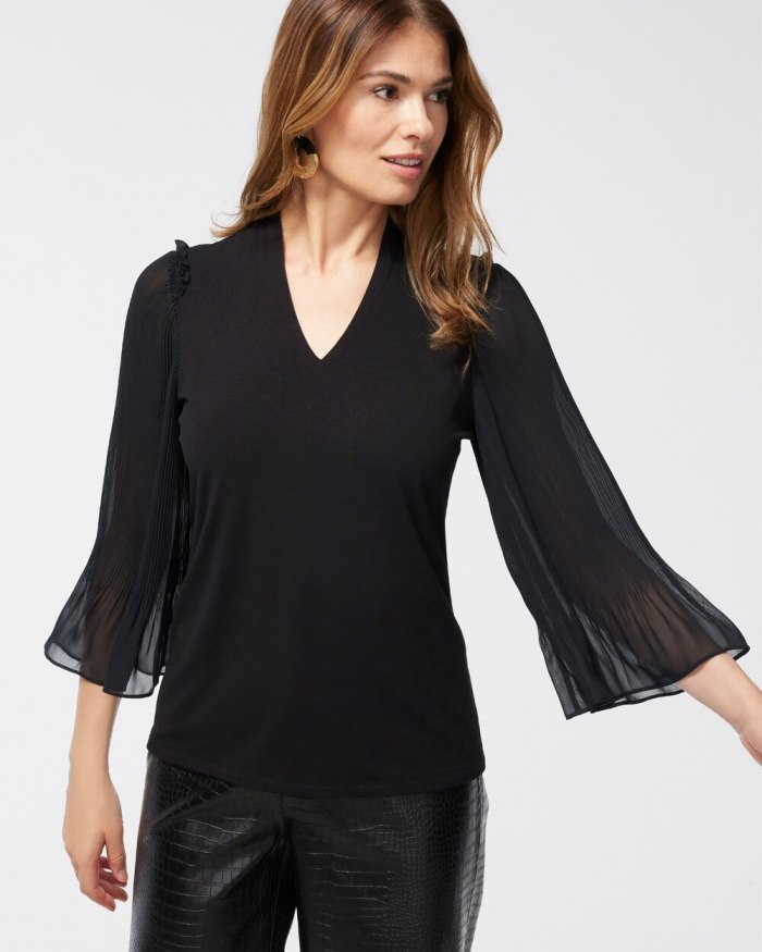 Women's Touch of Cool Chiffon Sleeve Tee - Black - Click Image to Close