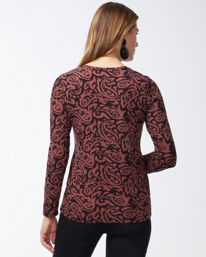 Women's Touch of Cool Paisley Layering Tee - Black