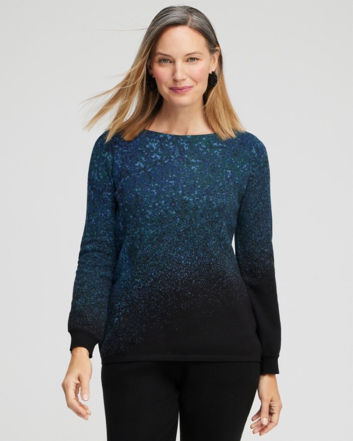 Women's Zenergy Luxe Cashmere Blend Ombre Pullover - Moonlit Teal