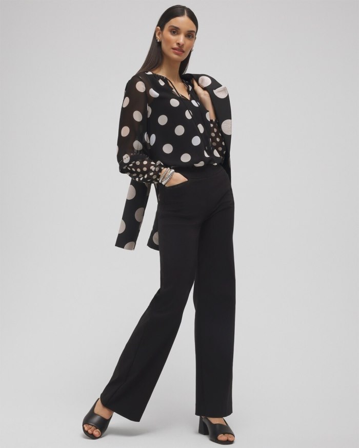 Women's Studded Polka Dot Blouse - Black