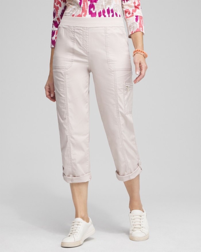 Women's Poplin Cropped Pants - Smokey Taupe - Click Image to Close