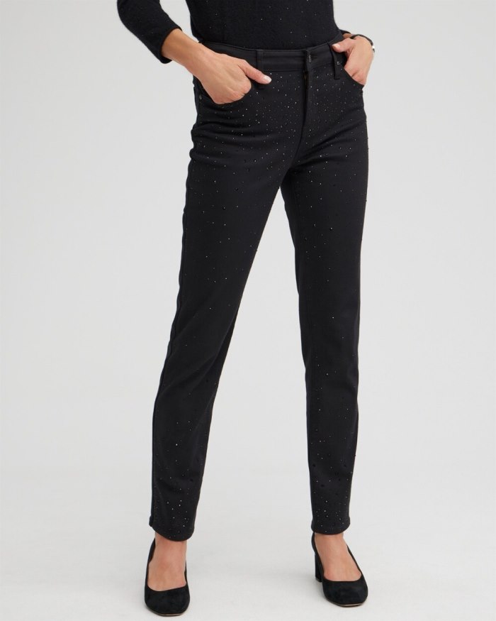 Women's Girlfriend Scattered Stone Ankle Jeans - Black