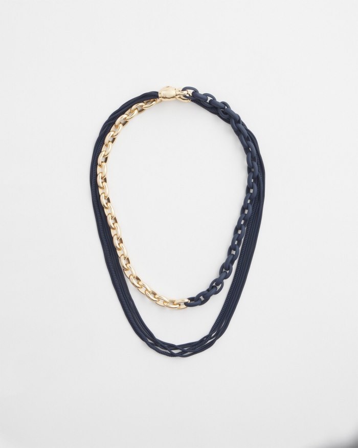 Women's MagneticMix Navy Multistrand Necklace - Navy - Click Image to Close