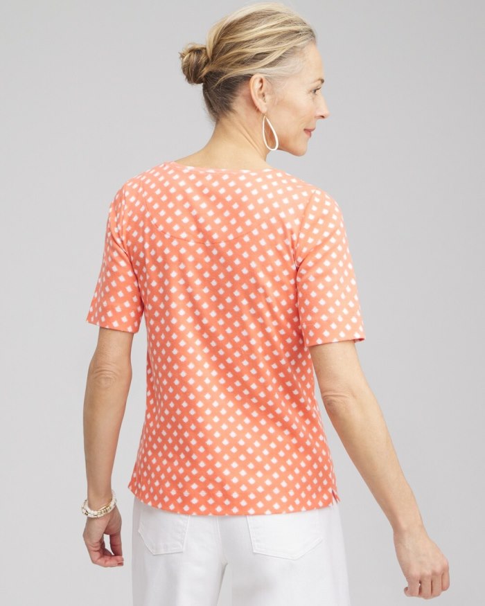 Women's Checkered Everyday Elbow Sleeve Tee - Nectarine