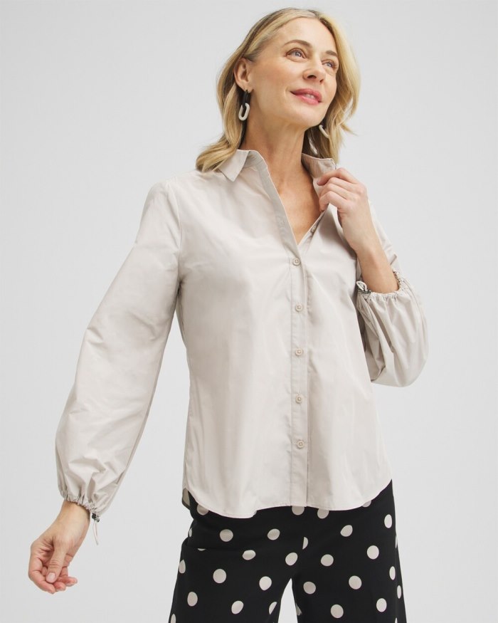 Women's Bungee Sleeve Shirt - Smokey Taupe