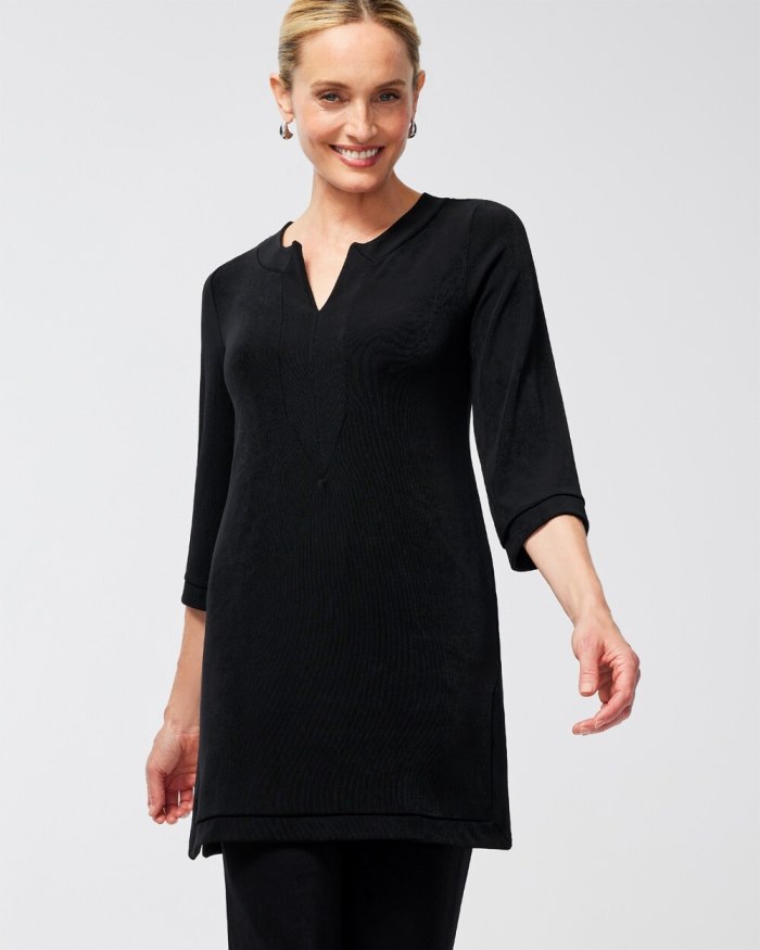 Women's Travelers 3/4 Sleeve Kurta Top - Travelers Black - Click Image to Close