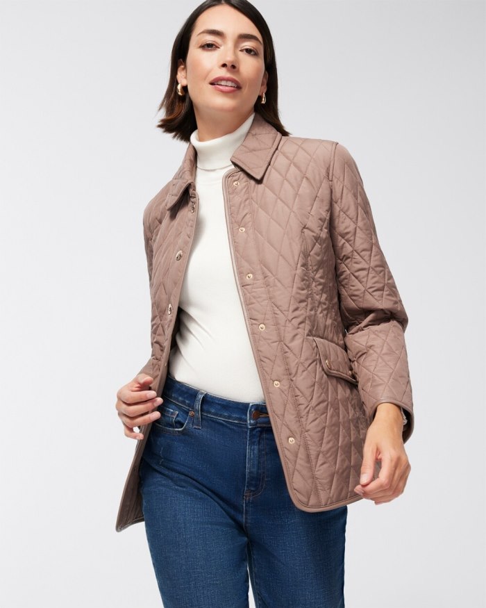 Women's Quilted Mid-Length Jacket - Urban Taupe