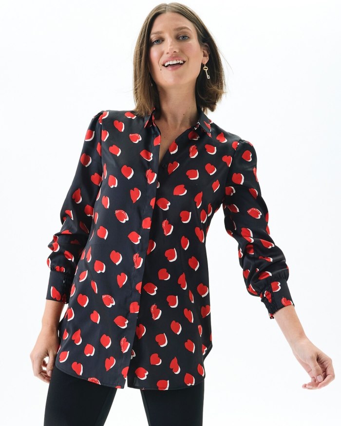 Women's Heart Print Tunic - Black