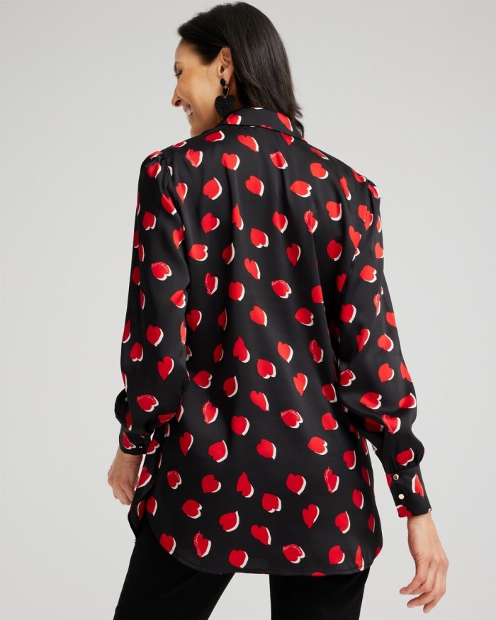 Women's Heart Print Tunic - Black