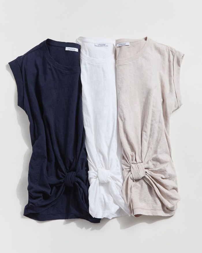 Women's Knot Front Tee - Alabaster