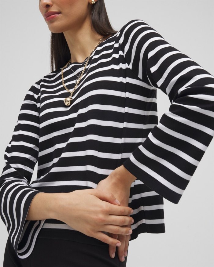 Women's Striped Long Sleeve Tee - Black