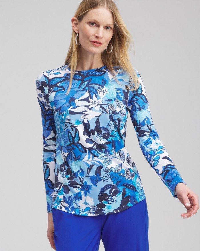 Women's Zenergy UPF Floral Sun Tee - Intense Azure