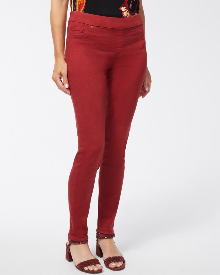 Women's Denim Pull-On Jeggings - Smoked Paprika